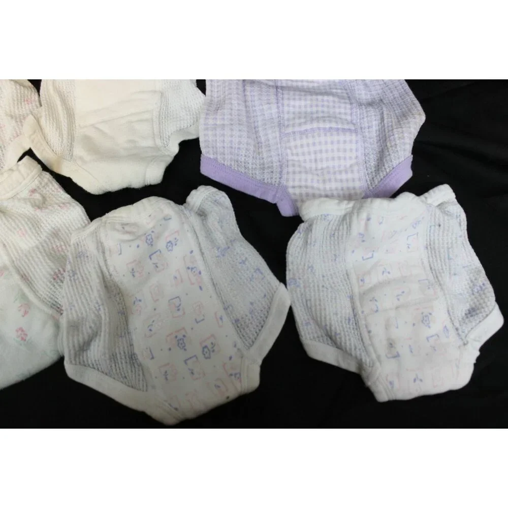 VTG Y2K 90s Gerber Cloth Training Pants 6 Pairs sz 2/3 Washable Padded